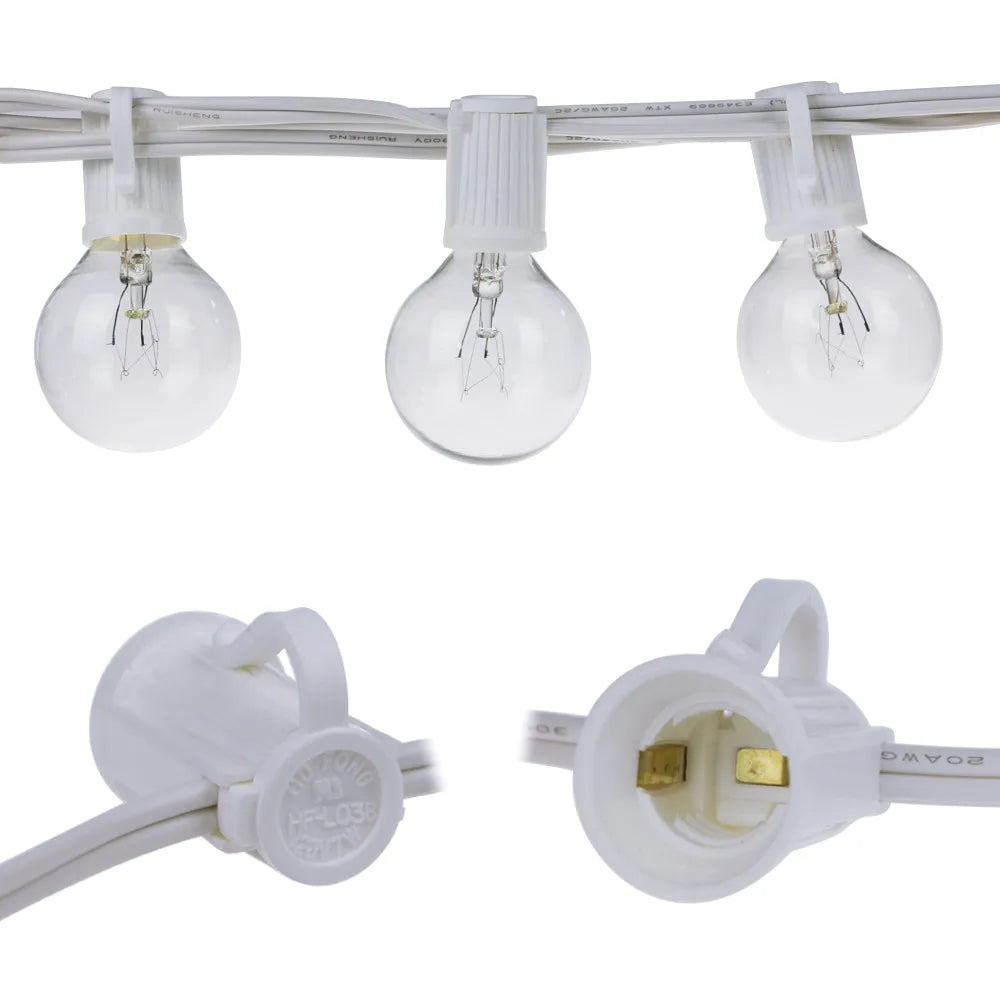 10X Clear Globe G40 Bulbs E12 Candelabra Screw Base, Warm Incandescent Replacement Glass Bulb for G40 Strands