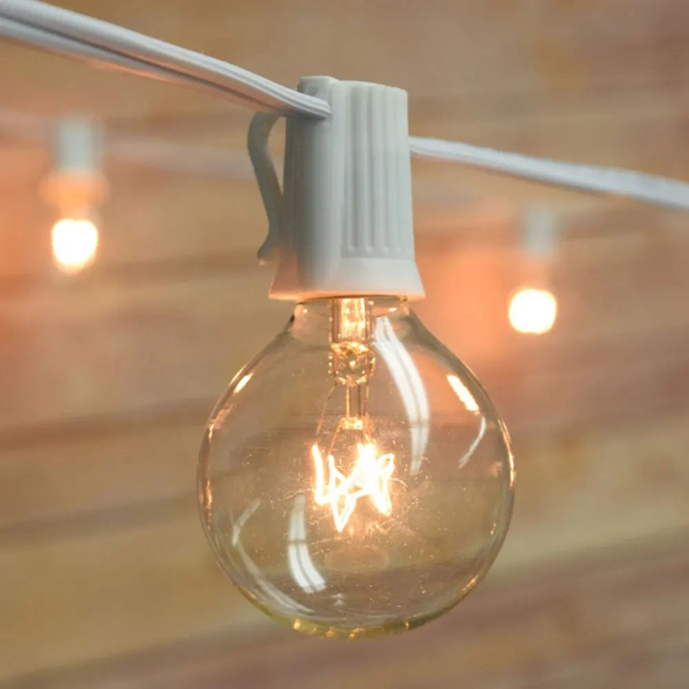 10X Clear Globe G40 Bulbs E12 Candelabra Screw Base, Warm Incandescent Replacement Glass Bulb for G40 Strands