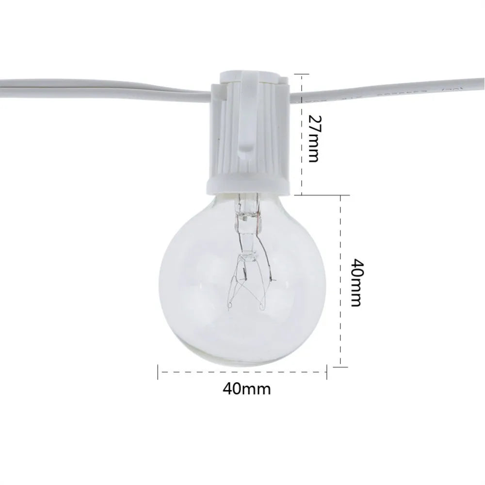 10X Clear Globe G40 Bulbs E12 Candelabra Screw Base, Warm Incandescent Replacement Glass Bulb for G40 Strands