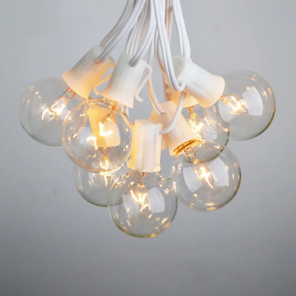 10X Clear Globe G40 Bulbs E12 Candelabra Screw Base, Warm Incandescent Replacement Glass Bulb for G40 Strands