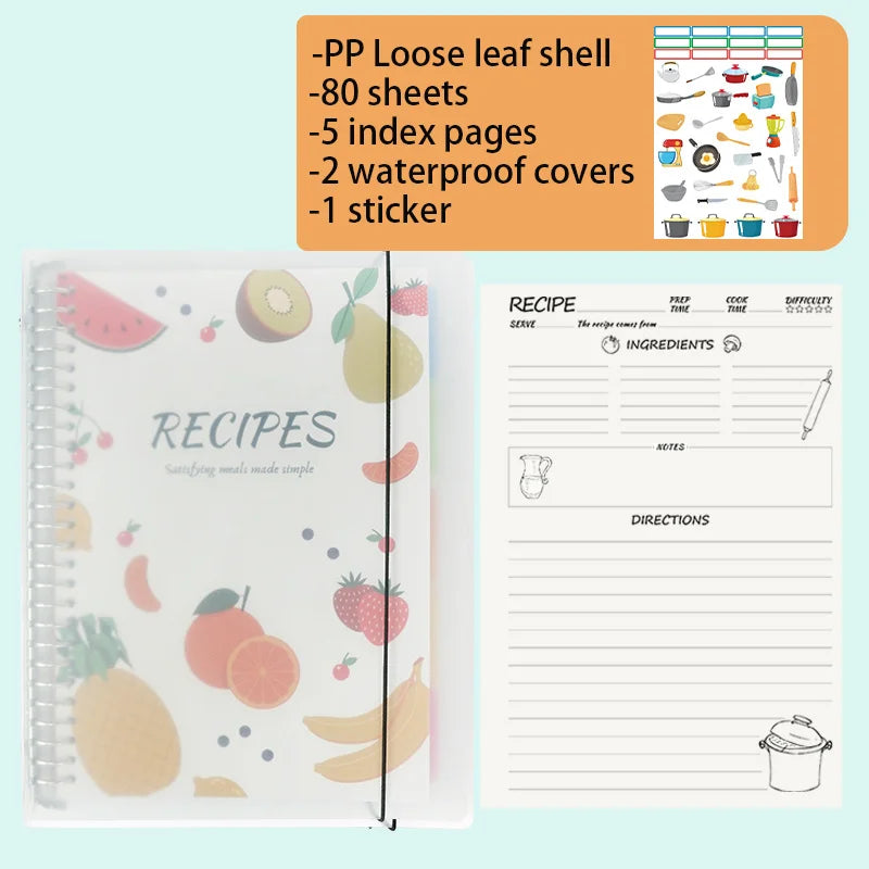 Loose leaf notebook, DIY family recipe book, notebook, plan book, record recipe, cooking notes