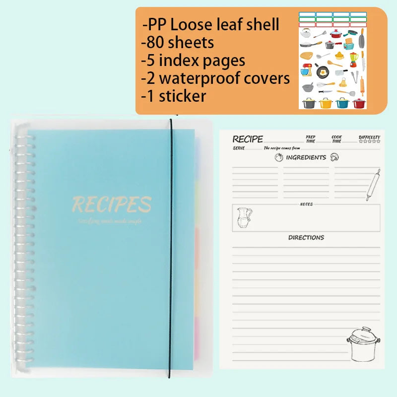 Loose leaf notebook, DIY family recipe book, notebook, plan book, record recipe, cooking notes