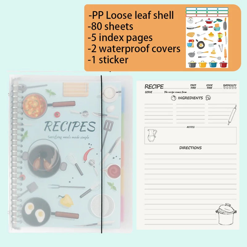 Loose leaf notebook, DIY family recipe book, notebook, plan book, record recipe, cooking notes