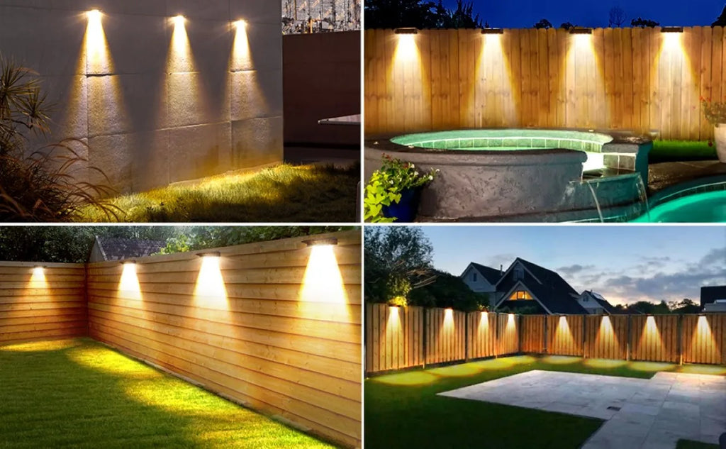 2 Pack Solar Wall Lights 4 LED Solar Fence Lights Outdoor Waterproof Solar Deck Lights Wall Lights for Fence Post Yard Pathway