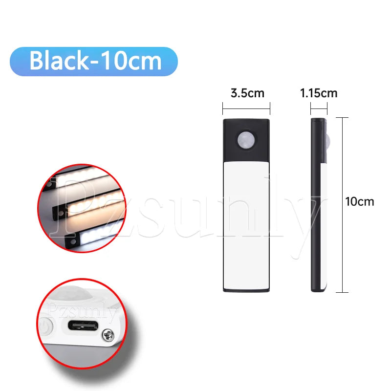 LED Bar Light Motion Sensor USB Rechargeable Led Night Light for Kitchen Wardrobe Cabinet Lighting 30cm/40cm/50cm Cabinet Light