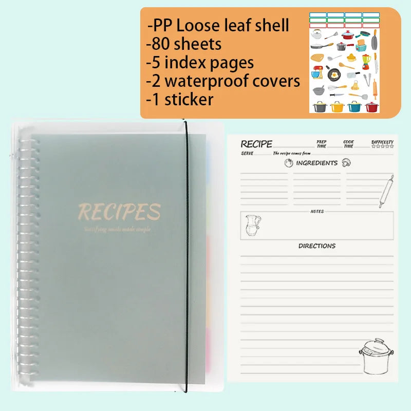 Loose leaf notebook, DIY family recipe book, notebook, plan book, record recipe, cooking notes